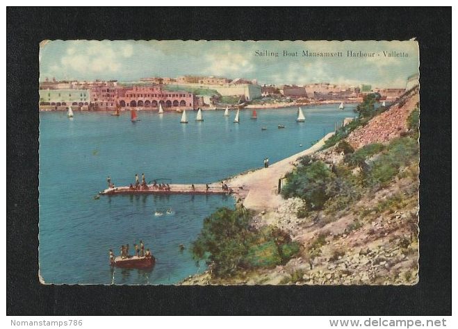 Malta Picture Postcard Sailing Boat Mansamxett Valletta View Card - Malta