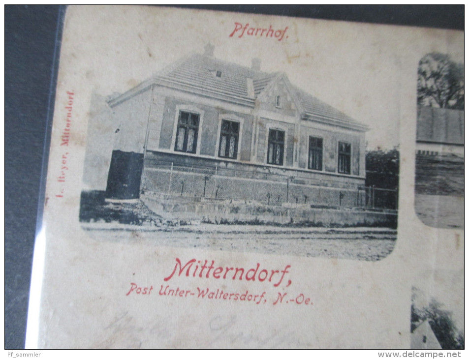 Österreich AK / Mehrbildkarte 1901 Mitterndorf. Post Unter-Waltersdorf N.-Oe. Hauptplatz, Hauptstrasse. Pfarrhof. Selten - Bad Mitterndorf