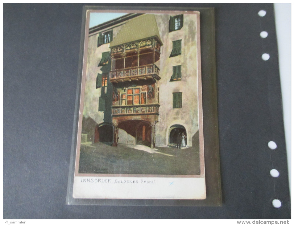 AK / Künstlerkarte Golddruck! / Reliefkarte. Innsbruck. Goldenes Dachl. 1905. Stempel: Station Igls. Tolle Karte. - Innsbruck