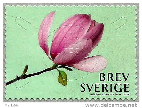 Sweden - 2015 - Flowers - Magnolias - Mint Self-adhesive Coil Stamp - Ungebraucht