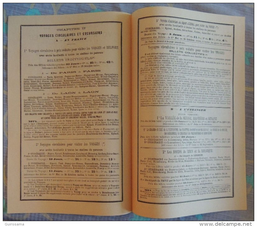 Chemins De Fer De L'Est : Voyages Circulaires Et Excursions à Prix Réduits  -  Juin 1897  :  France, Suisse, Allemagne - Railway