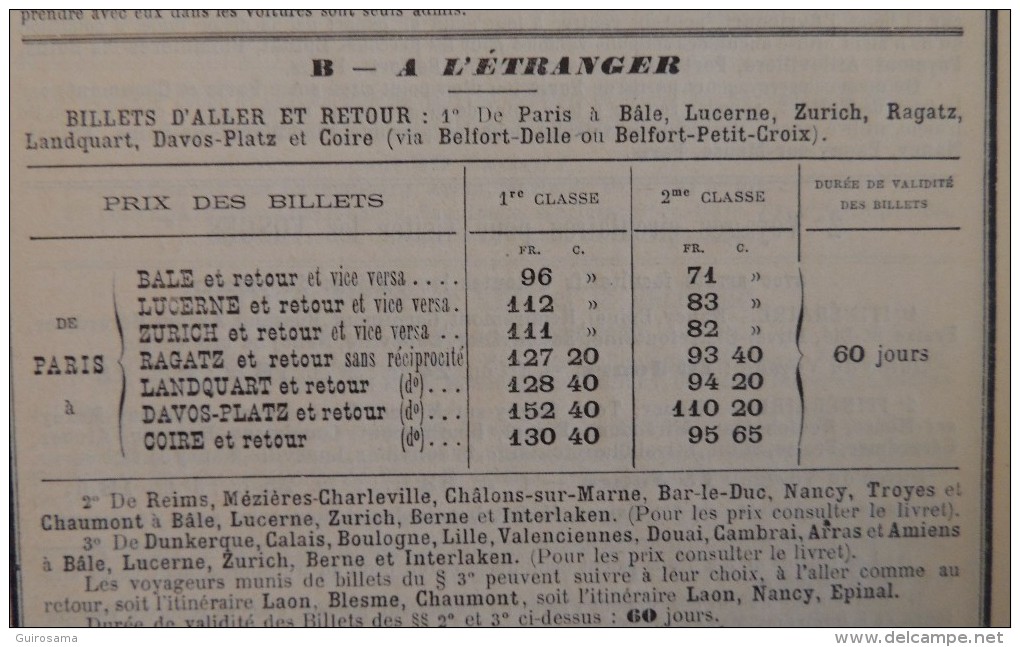 Chemins De Fer De L'Est : Voyages Circulaires Et Excursions à Prix Réduits  -  Juin 1897  :  France, Suisse, Allemagne - Ferrocarril