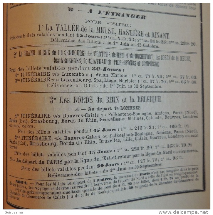 Chemins de fer de l'Est : voyages circulaires et excursions à prix réduits  -  juin 1897  :  France, Suisse, Allemagne