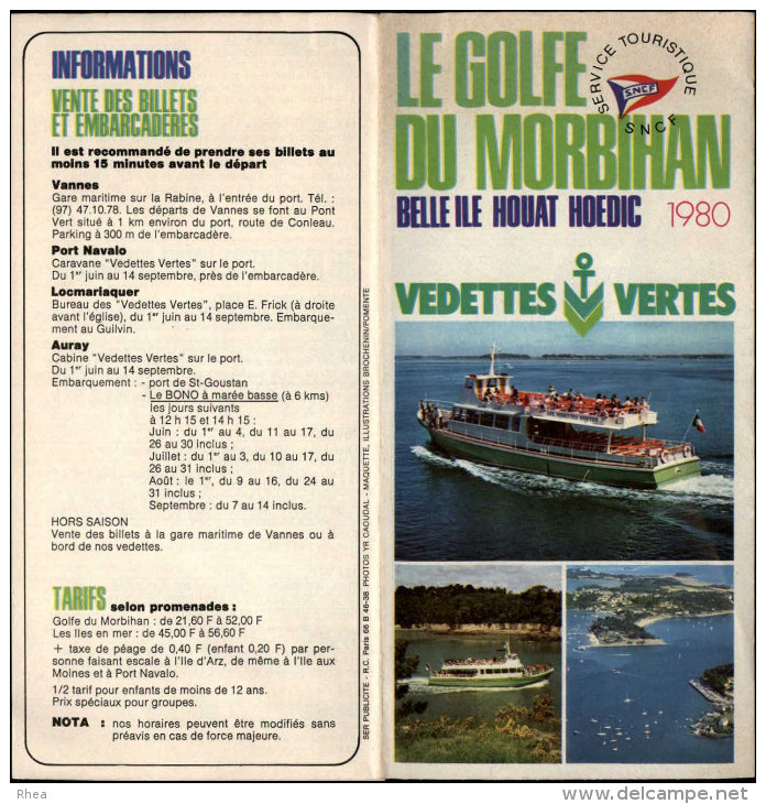 56 - GOLFE DU MORBIHAN - Vedette Vertes - Dépliant Touristique De 1980 - Dépliants Turistici