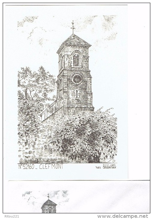 52 - CLEFMONT - Haute-Marne - Dessin Ducourtioux 1993 - église - Clefmont