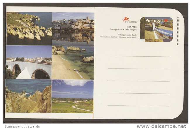 Portugal Entier Postal Algarve Multivue Golf Phare Pont Plage Postal Stationary Algarve Golf Lighthouse Beach Bridge - Leuchttürme