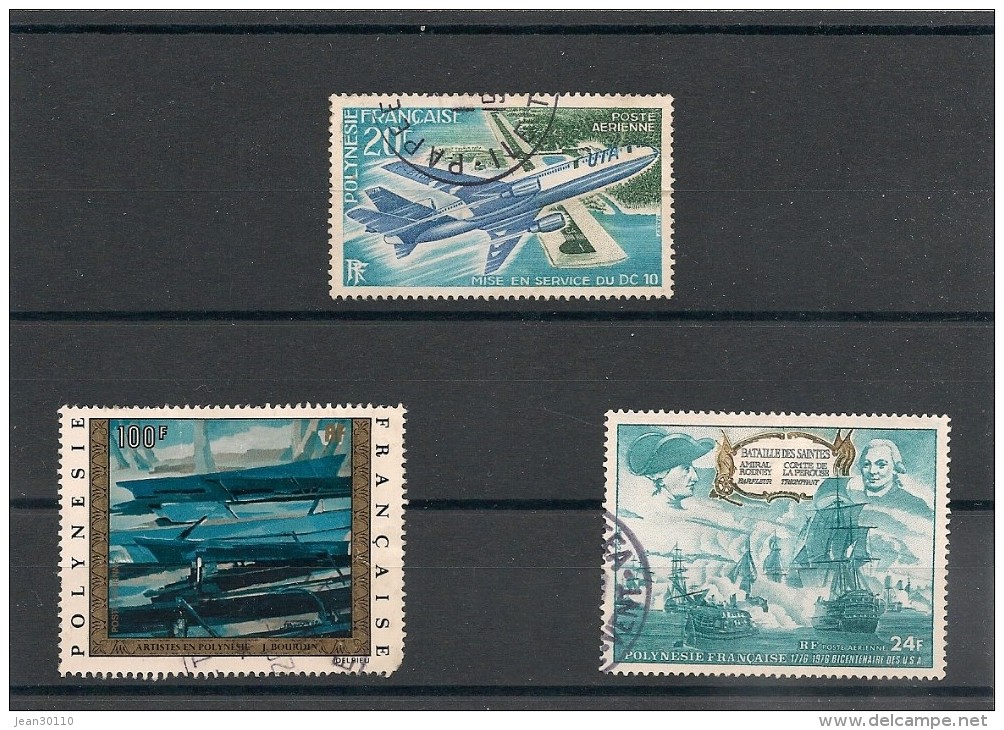 POLYNÉSIE  Années  1973-1976 P.A.  N° Y/T : 74-81-104 Oblitérés - Used Stamps