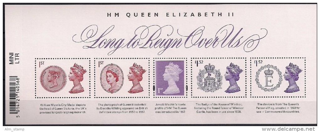 2015 Großbritannien Mi. Bl 96**MNH 63 Jahre Regentschaft Von Königin Elisabeth II - Unused Stamps