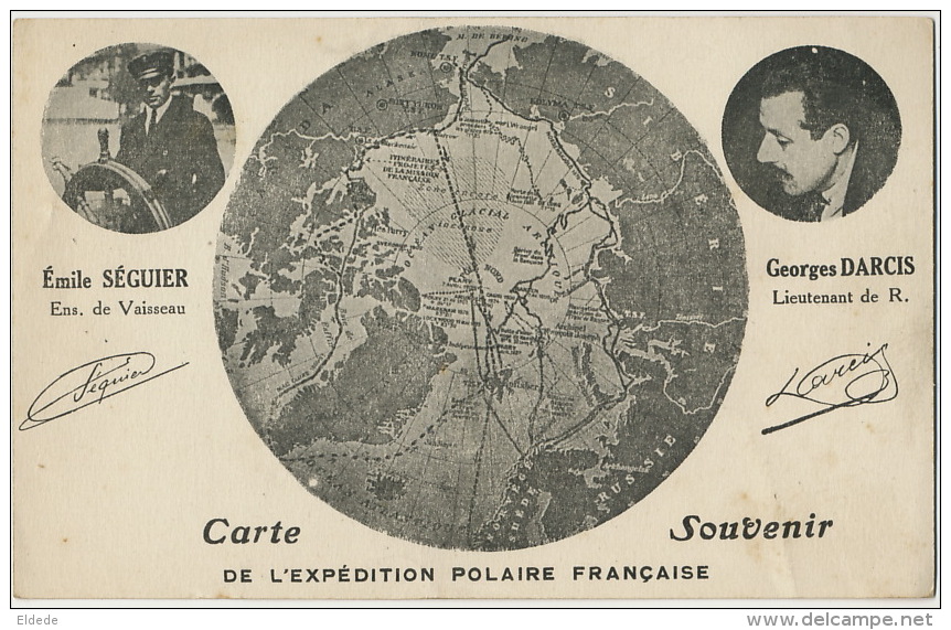 Expedition Polaire Française Emile Seguier Et Georges Darcis Carte Geographique Pole Nord Groenland - TAAF : Franse Zuidpoolgewesten