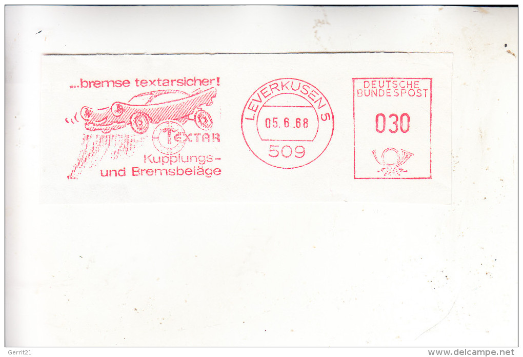 5090 LEVERKUSEN - FIXHEIDE, TEXTAR Bremsbeläge, Maschinenstempel 1968 - Leverkusen