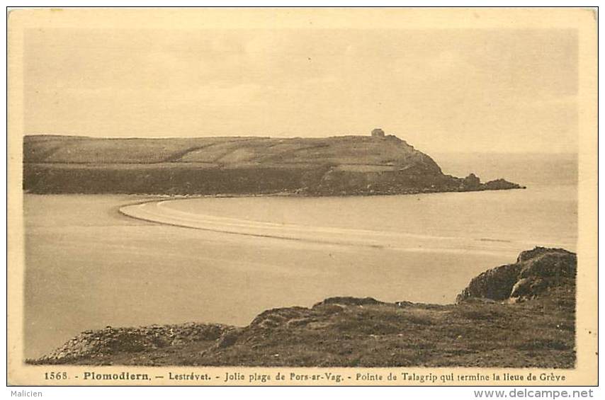 - Finistere - Ref - D352 -  Plomodiern - Lestrevet - Jolie Plage De Pors Ar Vag - Pointe De Talagrip - Carte Bon Etat - - Plomodiern