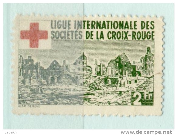 VIGNETTE CROIX ROUGE 2F # VERT # LIGUE INTERNATIONALE DES SOCIETES DE LA CROIX ROUGE - Rode Kruis