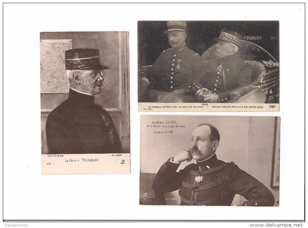 A SAISIR 13 CPA GENERAUX  MARECHAL  AMIRAL ... 14-18 BOUE DE LAPEYRE GALLIENI FRENCH MAUD'HUY  PAU ... - Characters