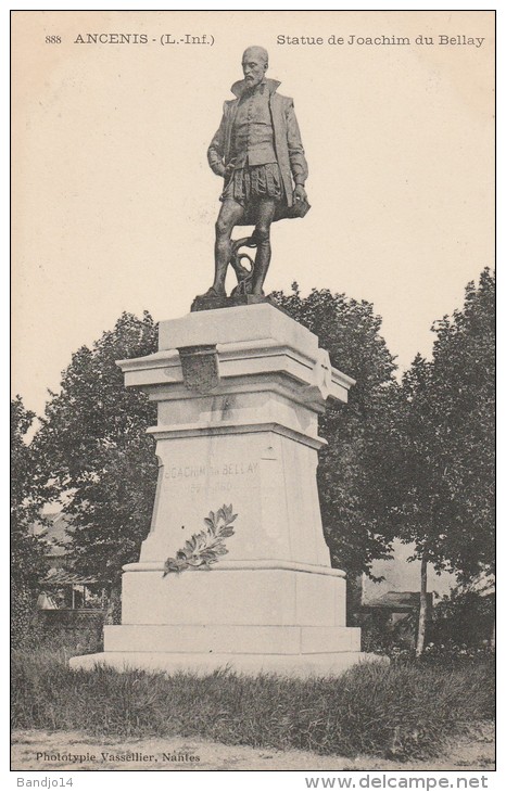 Ancenis - Statue De Joachim Du Bellay    - Scan Recto-verso - Ancenis