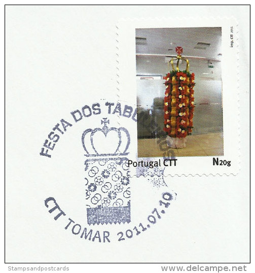 Portugal Lettre Timbre Personnalisé Fête Tabuleiros Tomar Couronne Fleurs 2011 Festival Flowers Personalized Stamp Cover - Flammes & Oblitérations