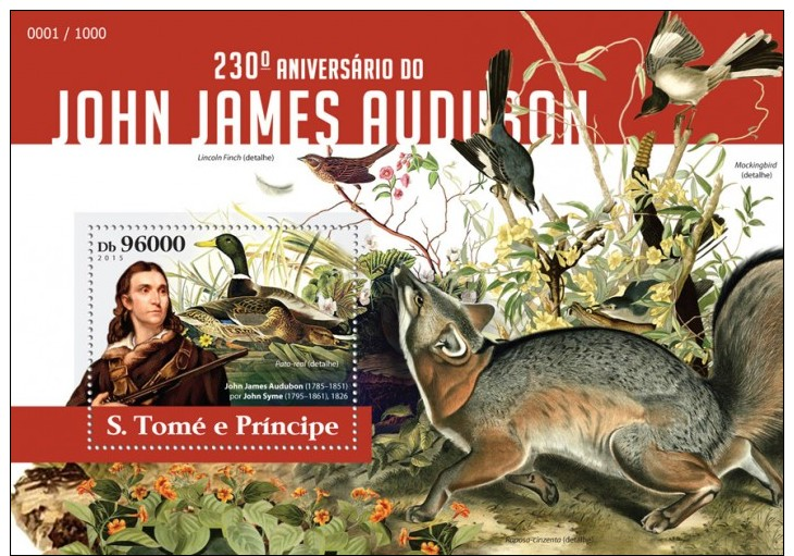 Z08 Imperforated ST15311b Sao Tome And Principe 2015 John James Audubon MNH - Sao Tome Et Principe