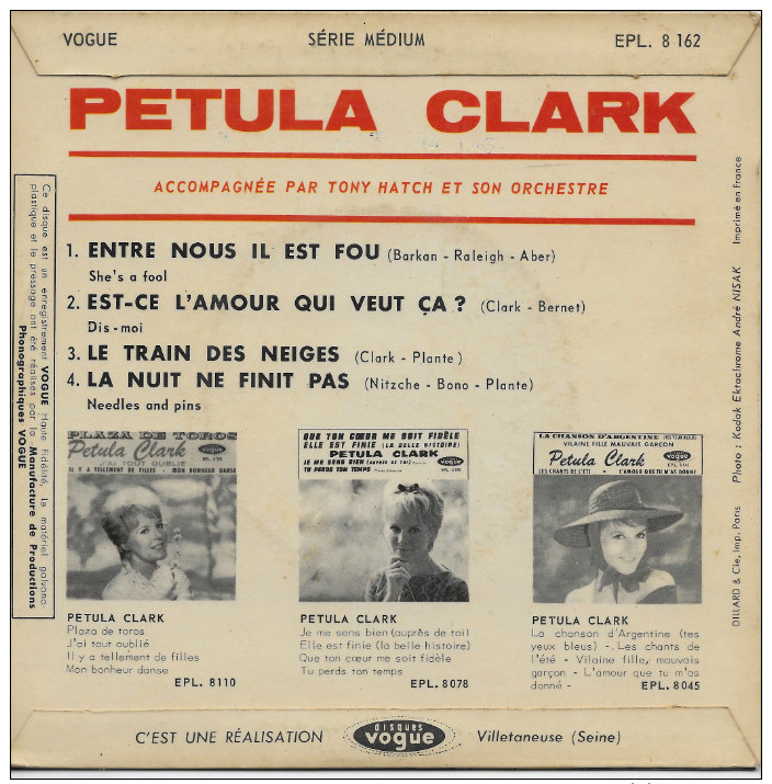 Petula Clark 45t. EP *le Train Des Neiges* 1° Pochette - Altri - Francese