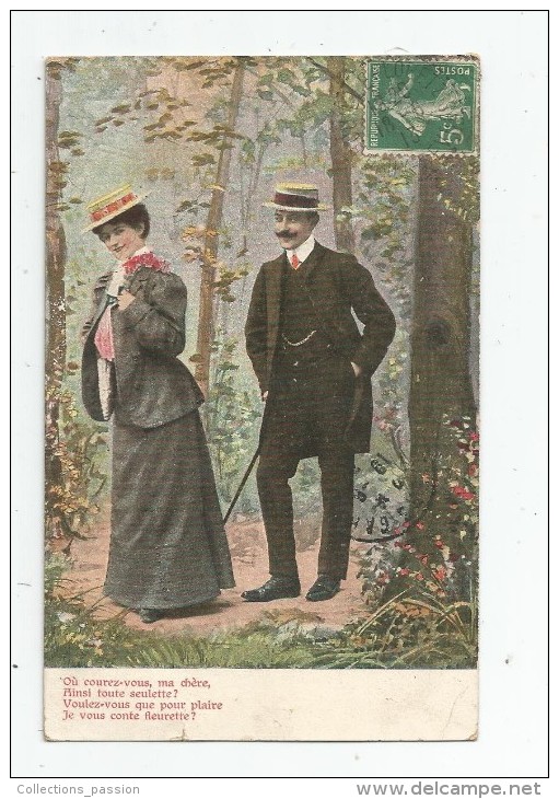 Cp , Couple , Ou Coureez Vous , Ma Chère , Ainsi Toute Seulette ? , Voyagée 1913 - Paare