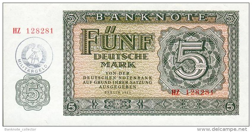 DDR Banknote - MILITÄRGELD - 5 Mark Der DDR, Ro. 375 A ( Serie HZ ) UNC, 1955 ( 1980 ) ! - 5 Deutsche Mark