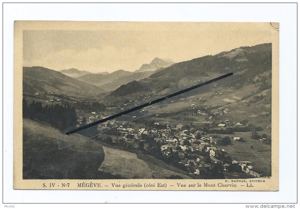 Carte:  Verso Pas Carte Postale -  Mégève  - Vue Générale (Côté Est ) - Vue Sur Le Mont Charvin - Otros & Sin Clasificación