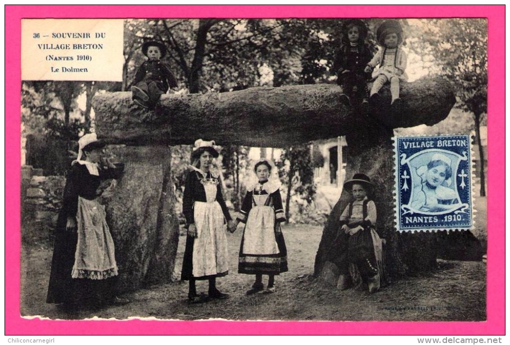 Nantes 1910 - Le Dolmen - Enfants - Animée - Costumes Bretons - Phototypie VASSELLIER - Nantes