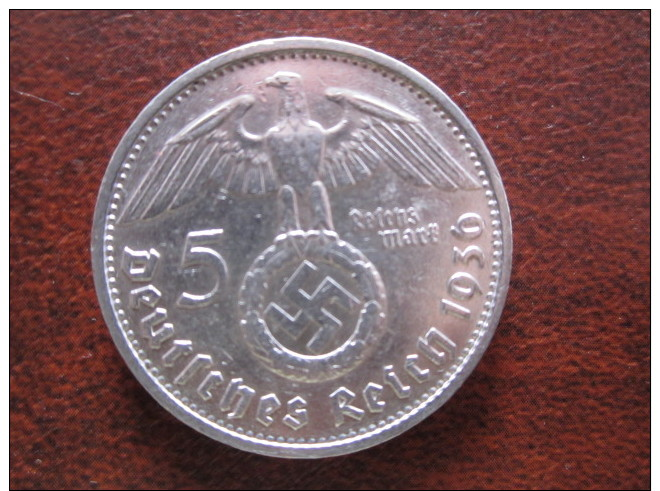 5 Reichsmark 1936 D Silber Swastika 100% Versandkostenrabatt Argent Silver Coin Münze DELC 207 - 5 Reichsmark