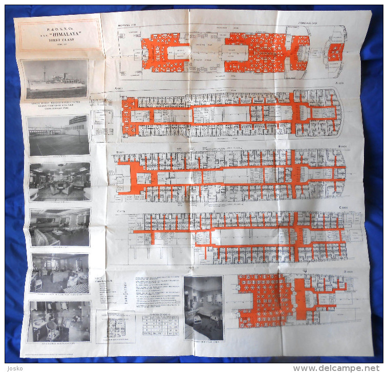 TSS HIMALAYA - FIRST CLASS 1957. DECK PLAN - British Shipping Co. P&O * Peninsular And Oriental Steam Navigation Company - Other & Unclassified