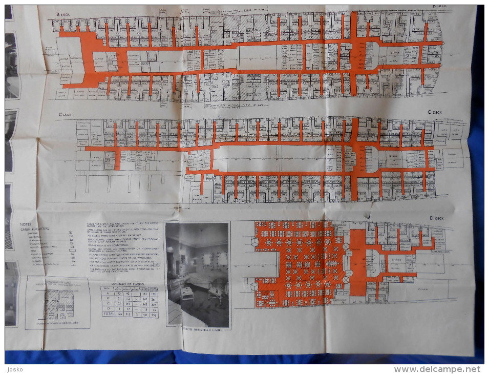 TSS HIMALAYA - FIRST CLASS 1957. DECK PLAN - British shipping co. P&O * Peninsular and Oriental Steam Navigation Company