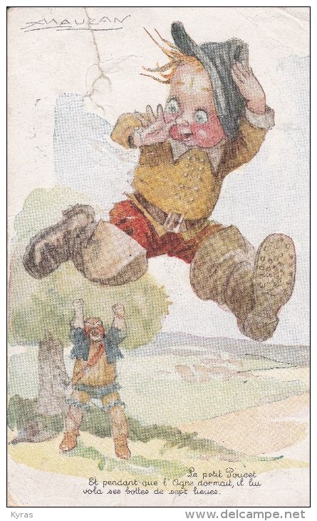 Illust MAUZAN . Le Petit Poucet   "..Et Pendant Que L'Ogre Dormait, Il Lui Vola Ses Botte De Sept Lieues" - Mauzan, L.A.