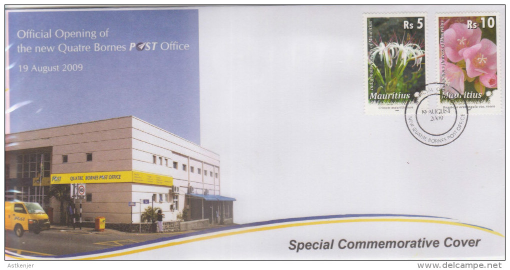 SPECIAL COVER ILE MAURICE (MAURITIUS) 10.08.2009 - Pfficial Openning Oj The New 4 Bornes Post Office - Maurice (1968-...)