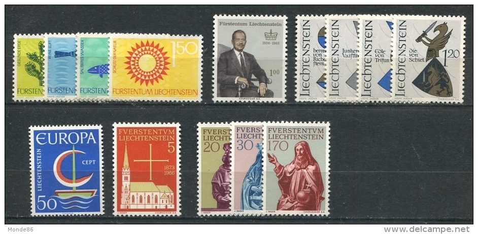 LIECHTENSTEIN - Année Complète 1966 ** - TB - Annate Complete