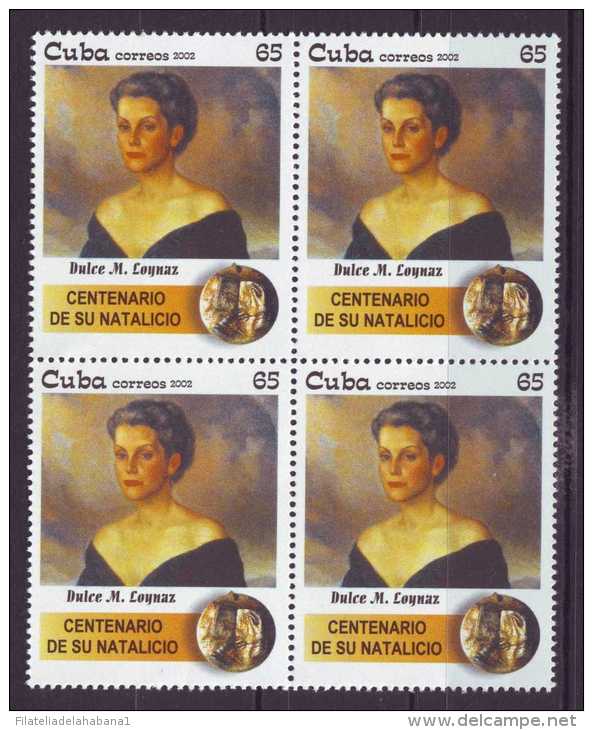 2002.115 CUBA MNH BLOCK 4 2002 WRITTER DULCE MA LOYNAZ. ESCRITORA. LITERATURA. - Unused Stamps