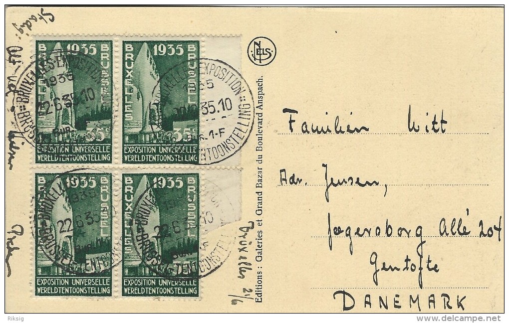 Brussels - Bruxelles.  La Grand Place. Special Postmark.  Sent To Denmark 1935.    Belgium.   S-2325 - Monuments