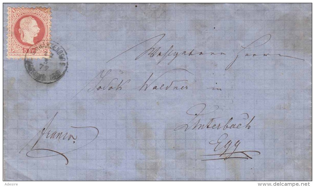 Österreich 1877 - 5 Kreuzer Auf Falt-Brief Stempel Schwarzenberg + Egg, Brief Mit Inhalt, Fleckig - Briefe U. Dokumente