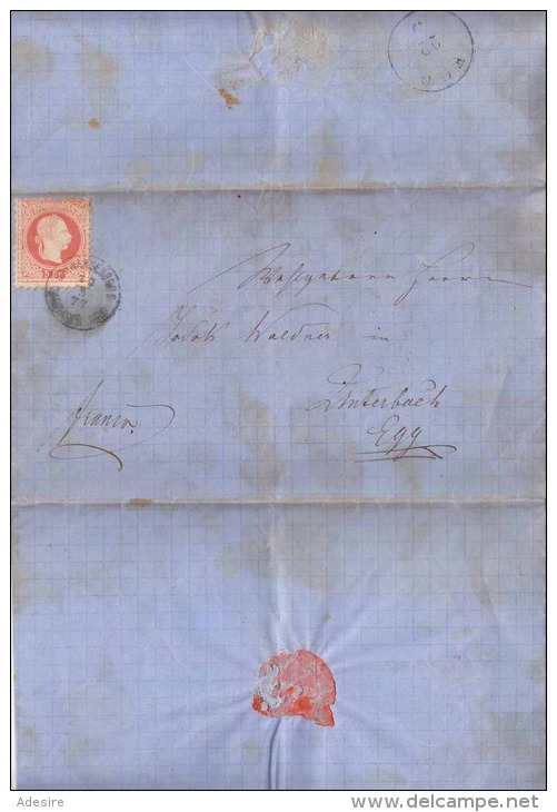 Österreich 1877 - 5 Kreuzer Auf Falt-Brief Stempel Schwarzenberg + Egg, Brief Mit Inhalt, Fleckig - Briefe U. Dokumente