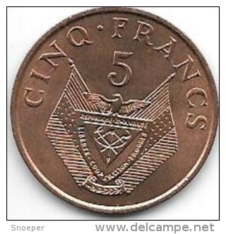 Rwanda 5 Francs 1974  Km 13  Unc !!!! - Rwanda