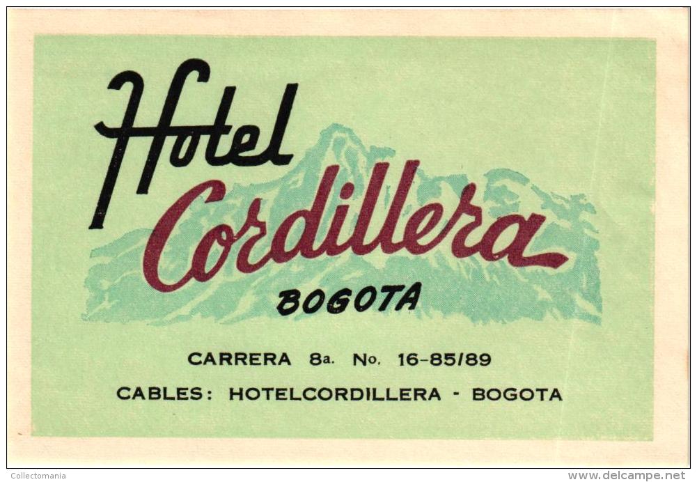 20 HOTEL Labels COLOMBIA Bogota Medellin Cali Barranquilla Pasto Neiva Pereira Cartagena Cartago Carrera Cucuta Ibague