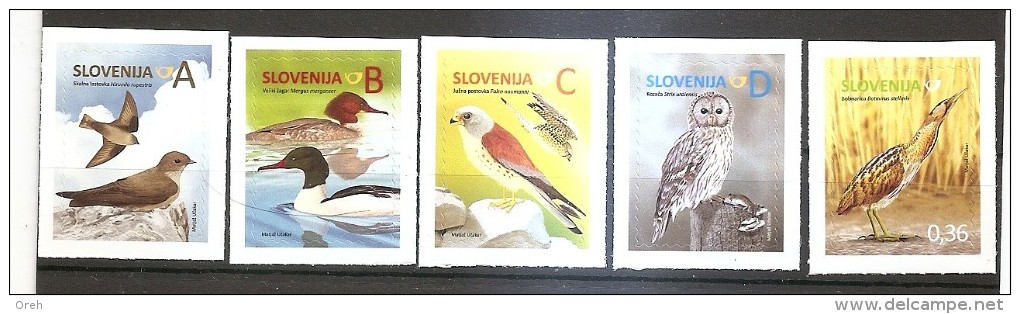 SLOVENIA 2014, FAUNA ,BIRDS,5 STAMPS,MNH - Otros & Sin Clasificación