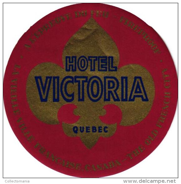 9 HOTEL Labels CANADA Calgary Toronto Montreal Quebec Victoria Ontario