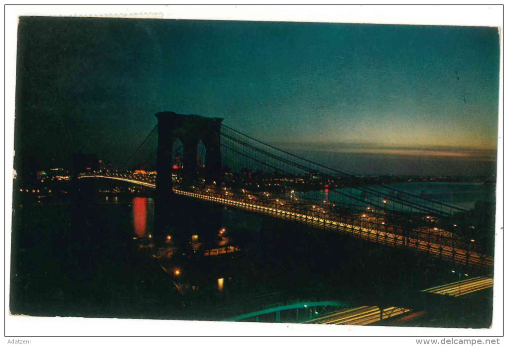 FRA CARTOLINA POST CARD STATI UNITI D’AMERICA U.S.A. UNITED STATES OF AMERICA NEW YORK CITY – NIGHT VIEW OF BROOKLYN BRI - Brooklyn