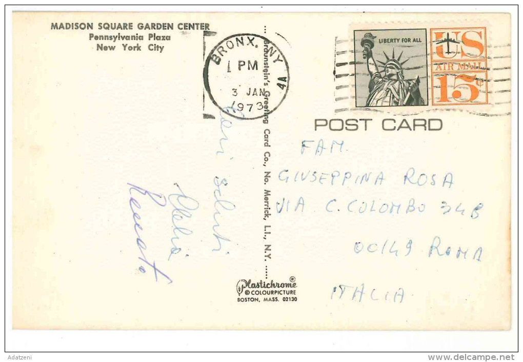 FRA CARTOLINA POST CARD STATI UNITI D’AMERICA U.S.A. UNITED STATES OF AMERICA NEW YORK CITY – MADISON SQUARE GARDEN CENT - Estadios E Instalaciones Deportivas