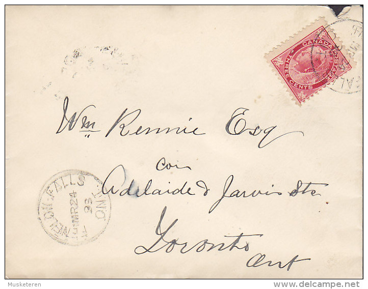 Canada FENELON FALLS Ontario 1899 Cover Lettre TORONTO Ontario 3c. Victoria Stamp (2 Scans) - Lettres & Documents