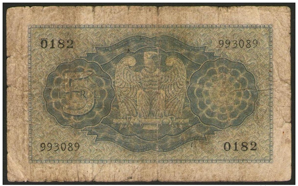 ITALIA REGNO 1940 - Grassi - Porena - Cossu 01/01/1940 Lotto N° 0182 - Italia – 5 Lire