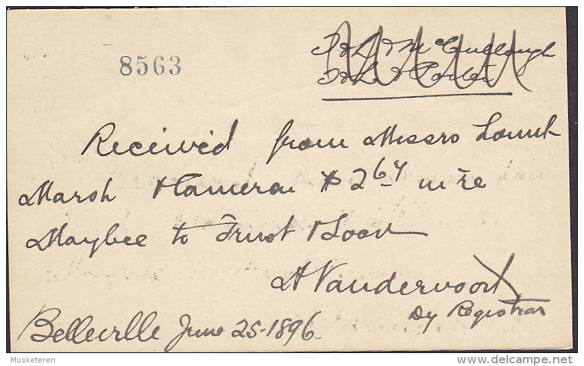 Canada Postal Stationery Ganzsache Entier 1c. Victoria BELLEVILLE Ontario 1896 (2 Scans) - 1860-1899 Regering Van Victoria