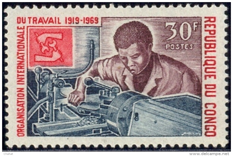 ILO-50 YEARS OF INTERNATIONAL LABOUR ORGANISATION-CONGO-1969-MNH-SCARCE-A6-657 - OIT