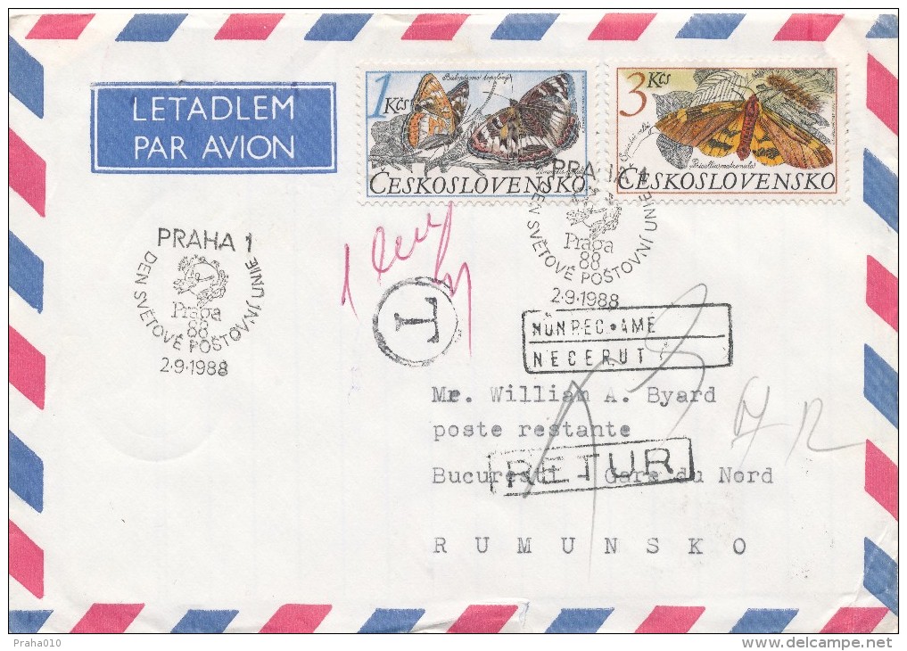 K1521 - Czechoslovakia (1988) Praha 1: The World Stamp Exhibition PRAGA 1988 - UPU / Bucuresti 12 - UPU (Union Postale Universelle)