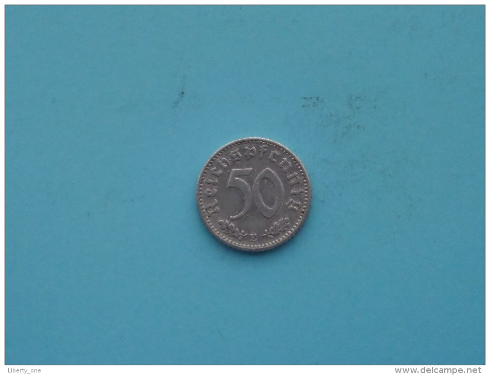 1935 E - 50 Reichspfennig / KM 87 ( Uncleaned Coin / For Grade, Please See Photo ) !! - 50 Reichspfennig