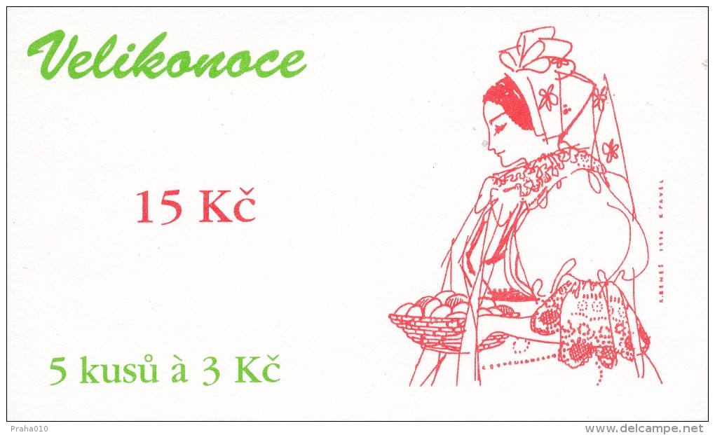 Czech Rep. / Stamps Booklet (1996) 0103 ZS 1 Easter 1996 - South Moravia, Female Costume (J3811) - Unused Stamps