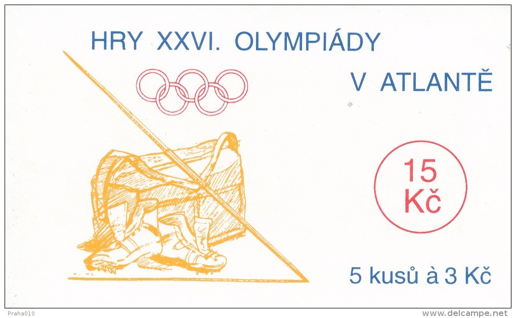 Czech Rep. / Stamps Booklet (1996) 0116 ZS 1 Summer Olympic Games In Atlanta (javelin Throwing) 1996 (J3730) - Unused Stamps