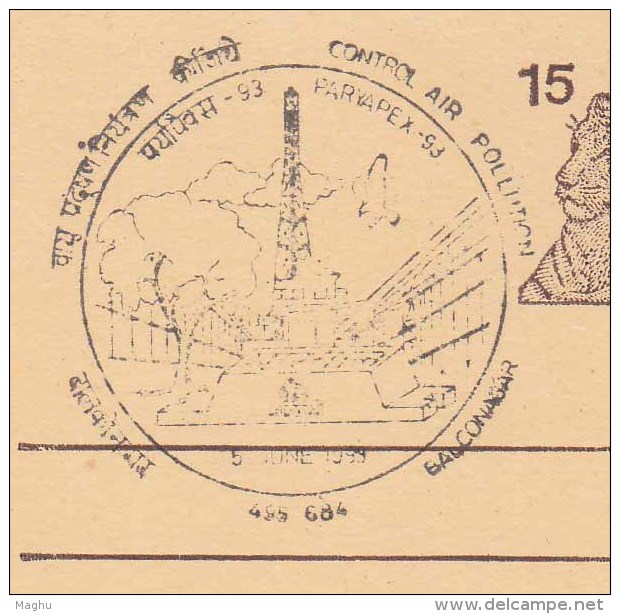 ´Control Air Pollution´  Special Cancellation For PARAPEX 93, 1993, On Postcard, Health, Bird, Birds - Pollution